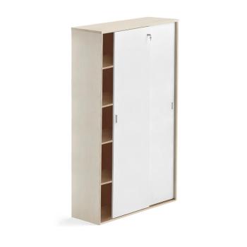 Kancelárska skriňa s posuvnými dverami MODULUS XL, 2000x1200mm, breza,biela obrázok