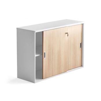Kancelárska skriňa s posuvnými dverami MODULUS XL, 800x1200 mm, biela / dub obrázok