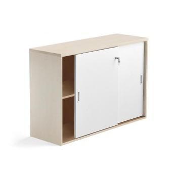 Kancelárska skriňa s posuvnými dverami MODULUS XL, 800x1200 mm, breza / biela obrázok