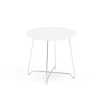 Kaviarenský stolík IRIS, výška 460 mm, chróm / biela obrázok
