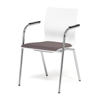 Konferenčná stolička WHISTLER, s opierkami rúk, šedá/biela/chróm obrázok