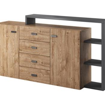 KONSIMO Komoda BOTA 4 zásuvky antracitový dub 180 x 97 x 37 cm obrázok