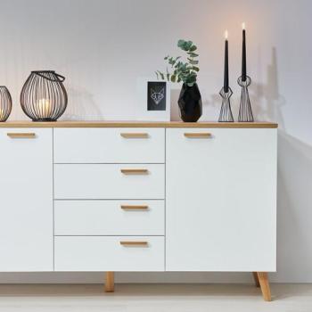 KONSIMO Komoda FRISK 4 zásuvky 2 dvierka biela 150 x 81 x 46 cm obrázok