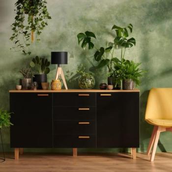 KONSIMO Komoda FRISK 4 zásuvky 2 dvierka čierna 150 x 81 x 46 cm obrázok