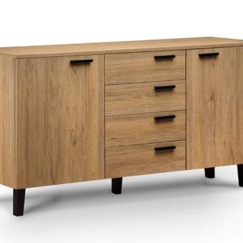 KONSIMO Komoda FRISK 4 zásuvky 2 dvierka dub 150 x 81 x 46 cm obrázok