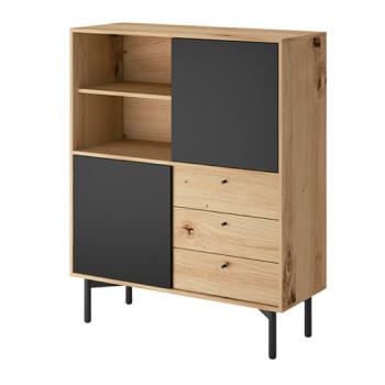 KONSIMO Komoda HAGIA 3 zásuvky dub čierny 102 x 126 x 41 cm obrázok