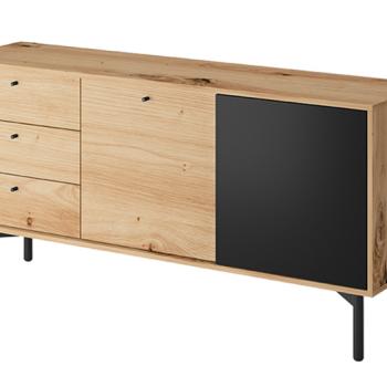 KONSIMO Komoda HAGIA 3 zásuvky dub čierny 151 x 74 x 41 obrázok