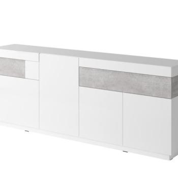 KONSIMO Komoda SILKE s 3 zásuvkami biela sivá 219 x 85 x 40 cm obrázok