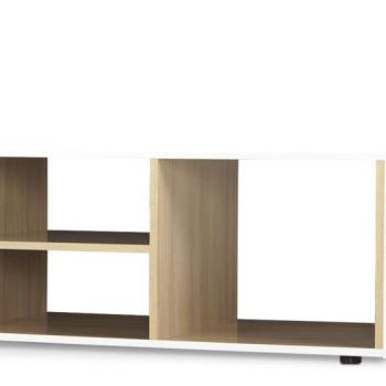 KONSIMO Konferenčný stolík AVERO police biely dub 112 x 47 x 60 cm obrázok