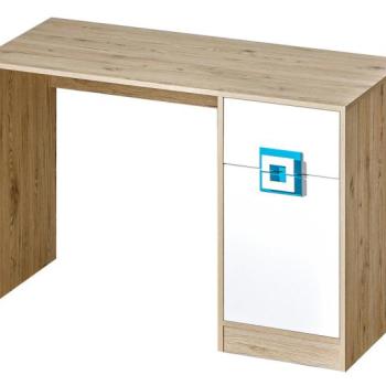 KONSIMO Písací stôl CAMBI dub biely modrý 120 x 78 x 50 cm obrázok