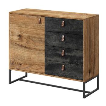 KONSIMO RUGO komoda 4 zásuvky dub čierny 103 x 89 x 39 cm obrázok