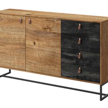 KONSIMO RUGO komoda 4 zásuvky dub čierny 153 x 89 x 39 cm obrázok
