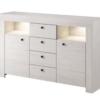 KONSIMO SAMBU komoda 4 zásuvky biela 155 x 96 x 40 cm obrázok