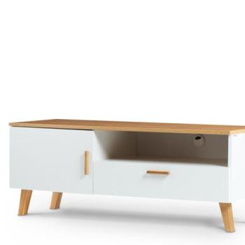 KONSIMO TV stolík FRISK dub biely 126 x 49 x 46 cm obrázok