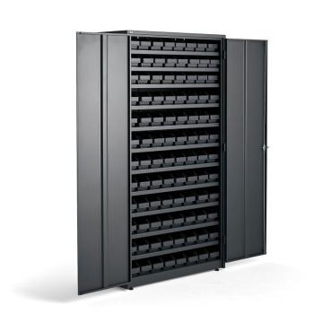 Kovová skriňa SUPPLY s 96 plastovými boxami REACH, kódový zámok obrázok