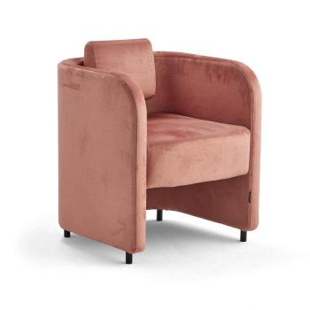 Kreslo COMFY, na nožičkách, zamatová tkanina, lososová ružová obrázok