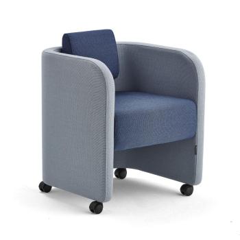 Kreslo COMFY, s kolieskami, vlnená tkanina, azúrová modrá/námornícka modrá obrázok