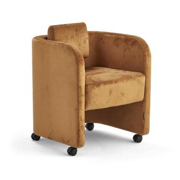 Kreslo COMFY, s kolieskami, zamatová tkanina, zlatá obrázok