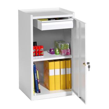 Malá kovová skrinka SERVE, 1 zásuvka, 900x500x450 mm, biela obrázok
