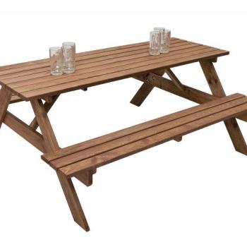 Masívny drevený pivný set z borovice 200 cm hrúbka 30 mm (morený) obrázok