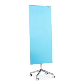Mobilná sklenená magnetická tabuľa STELLA, 650x1575 mm, svetlomodrá obrázok