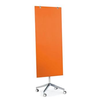 Mobilná sklenená magnetická tabuľa STELLA, 650x1575 mm, svetlooranžová obrázok