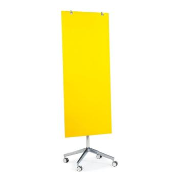Mobilná sklenená magnetická tabuľa STELLA, 650x1575 mm, žltá obrázok