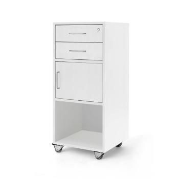 Mobilný rečnícky pult s dvoma zásuvkami a skrinkou, 460x450x1045 mm, biela obrázok