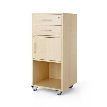 Mobilný rečnícky pult s dvoma zásuvkami a skrinkou, 460x450x1045 mm, breza obrázok