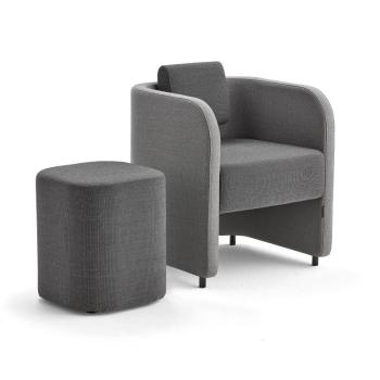 Nábytková zostava COMFY, kreslo + taburet, na nožičkách, vlna, svetlo/tmavošedá obrázok