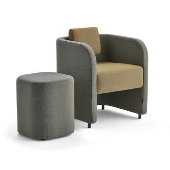 Nábytková zostava COMFY, kreslo + taburet, na nožičkách, vlna, tyrkysovooranžová/zlatá obrázok