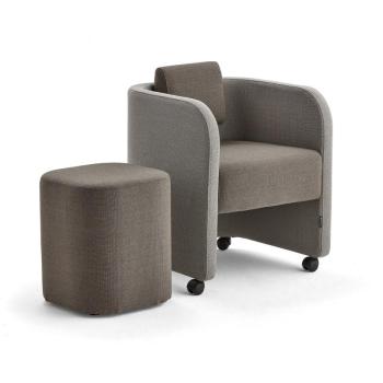 Nábytková zostava COMFY, kreslo + taburet, s kolieskami, vlna, piesková/hnedá obrázok