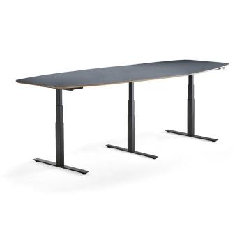 Nastaviteľný rokovací stôl AUDREY, 3200 mm, čierna, pastelová modrá obrázok