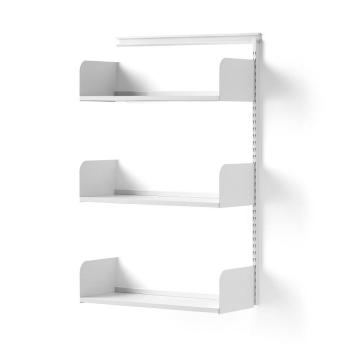 Nástenný regál SHAPE, príd. sekcia, laminát. police, V 1237 mm, biela/biela obrázok
