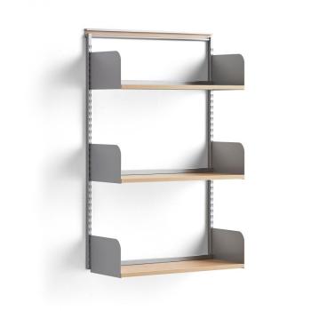Nástenný regál SHAPE, zákl. sekcia, laminát. police, V 1237 mm, šedá/breza obrázok