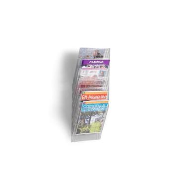 Nástenný stojan na prospekty/časopisy INFORM, 6 x A4 na výšku, priehľadný obrázok