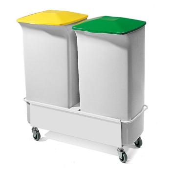 Odpadkový kôš na triedenie odpadu OLIVER, 2 x 40 L, vrátane vozíka obrázok