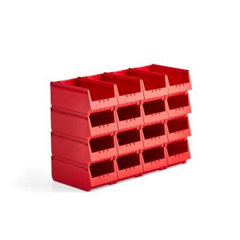 Plastové boxy AJ 9000, séria-73, 350x206x155 mm, 16 ks, červená obrázok