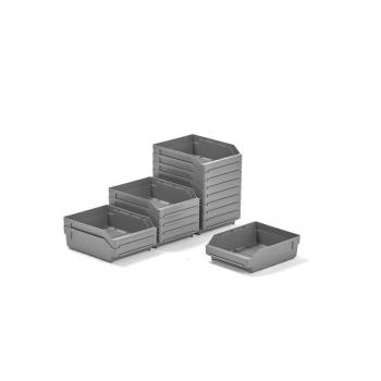 Plastové boxy na súčiastky REACH, 300x240x95 mm, 15 ks, šedé obrázok