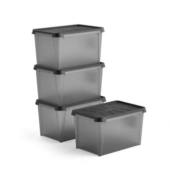 Plastové boxy s vekom DRY, 50 L, 4 ks, 600x400x350 mm, vodeodolné obrázok