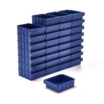 Plastový box DETAIL, pre 3 deliacich priečok, 300x230x100 mm, modrá, 32 ks obrázok