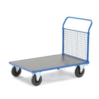 Plošinový vozík TRANSFER, 1 drôtený koncový rám, 1200x800 mm, s brzdami obrázok