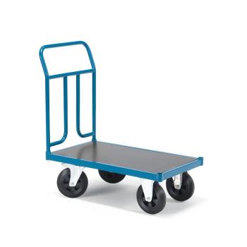 Plošinový vozík TRANSFER, 1 oceľový koncový rám, 900x500 mm, s brzdami obrázok