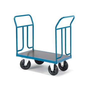 Plošinový vozík TRANSFER, 2 oceľové koncové rámy, 900x500 mm, s brzdami obrázok