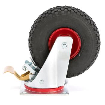 Pneumatické koliesko plnené vzduchom s brzdou, otočné, 260x85 mm, 170 kg obrázok