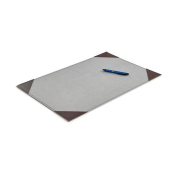 Podložka na stôl TIDY, 590x390 mm, šedá s koženými rohmi obrázok