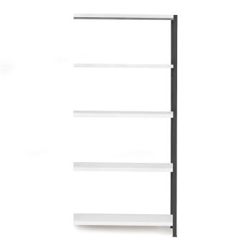 Policový kovový regál IDEAL, prídavná sekcia, 1970x1005x400 mm, tmavošedý obrázok