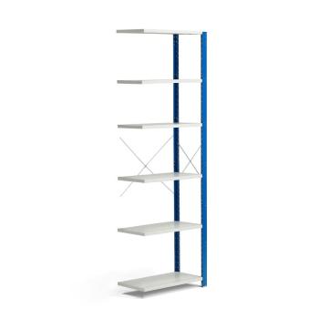 Policový kovový regál MIX, prídavná sekcia, 2500x800x400 mm, modrá, šedá obrázok