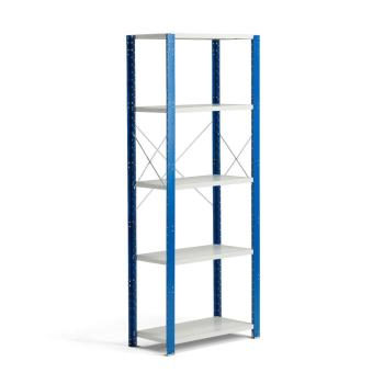 Policový kovový regál MIX, základná sekcia, 2100x800x400 mm, modrá, šedá obrázok