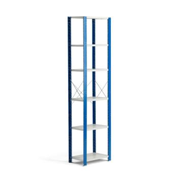 Policový kovový regál MIX, základná sekcia, 2500x600x500 mm, modrá, šedá obrázok
